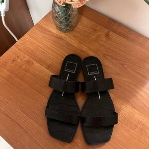 Dolce Vita Black Croc-Embossed Sandals